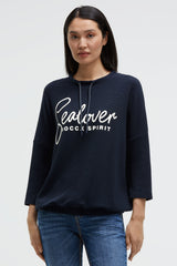 Sweatshirt mit verkürzten Ärmeln und Gummizugsaum blue navy