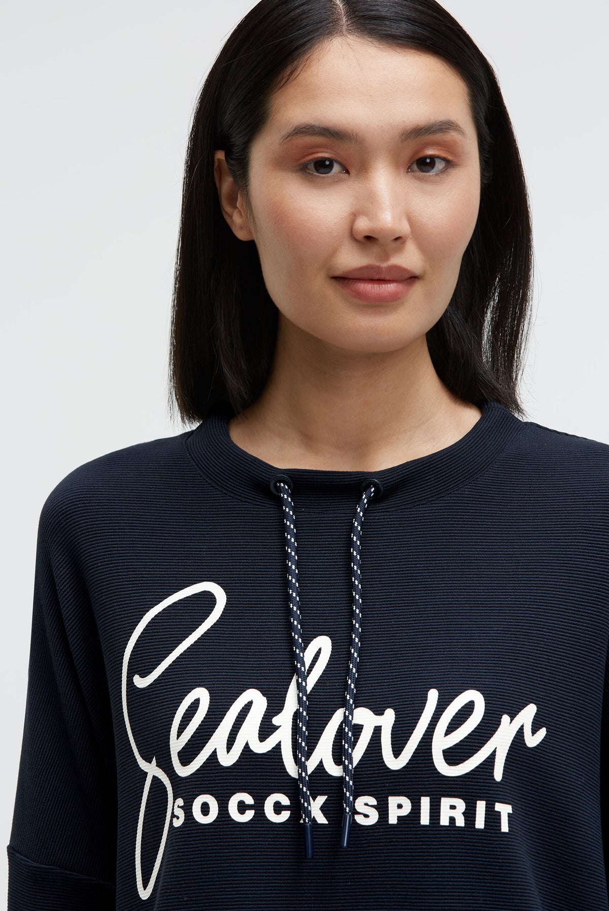 Sweatshirt mit verkürzten Ärmeln und Gummizugsaum blue navy - 4