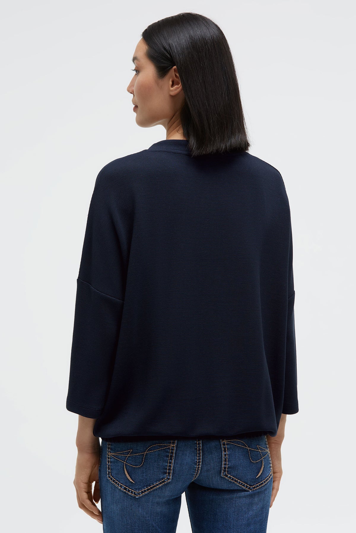 Sweatshirt mit verkürzten Ärmeln und Gummizugsaum blue navy - 5