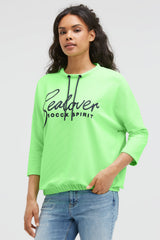 Sweatshirt mit verkürzten Ärmeln und Gummizugsaum lime punch