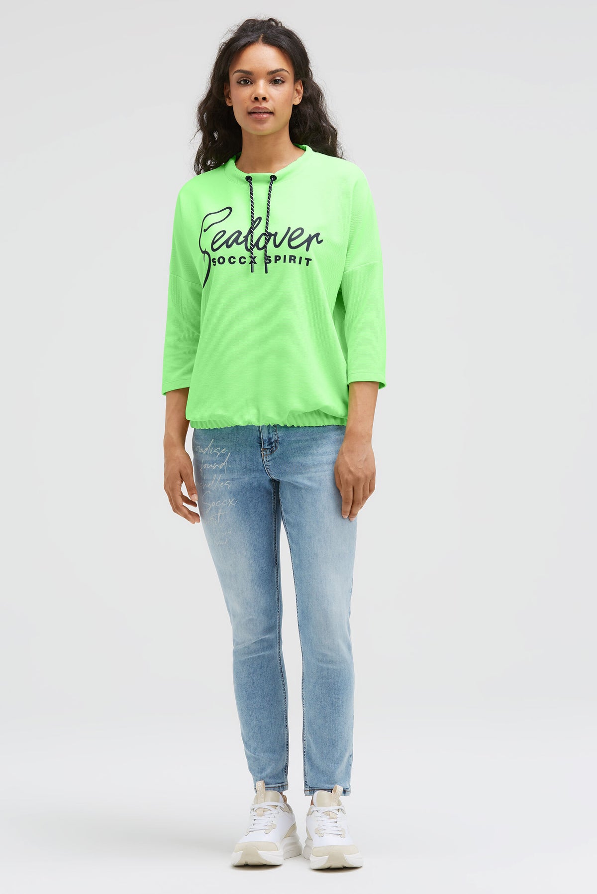 Sweatshirt mit verkürzten Ärmeln und Gummizugsaum lime punch