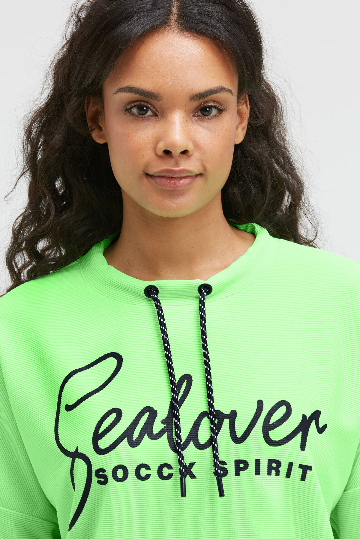 Sweatshirt mit verkürzten Ärmeln und Gummizugsaum lime punch