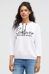 Sweatshirt mit verkürzten Ärmeln und Gummizugsaum opticwhite