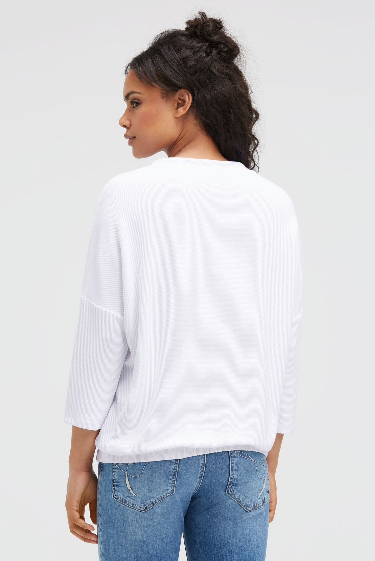 Sweatshirt mit verkürzten Ärmeln und Gummizugsaum opticwhite - 5