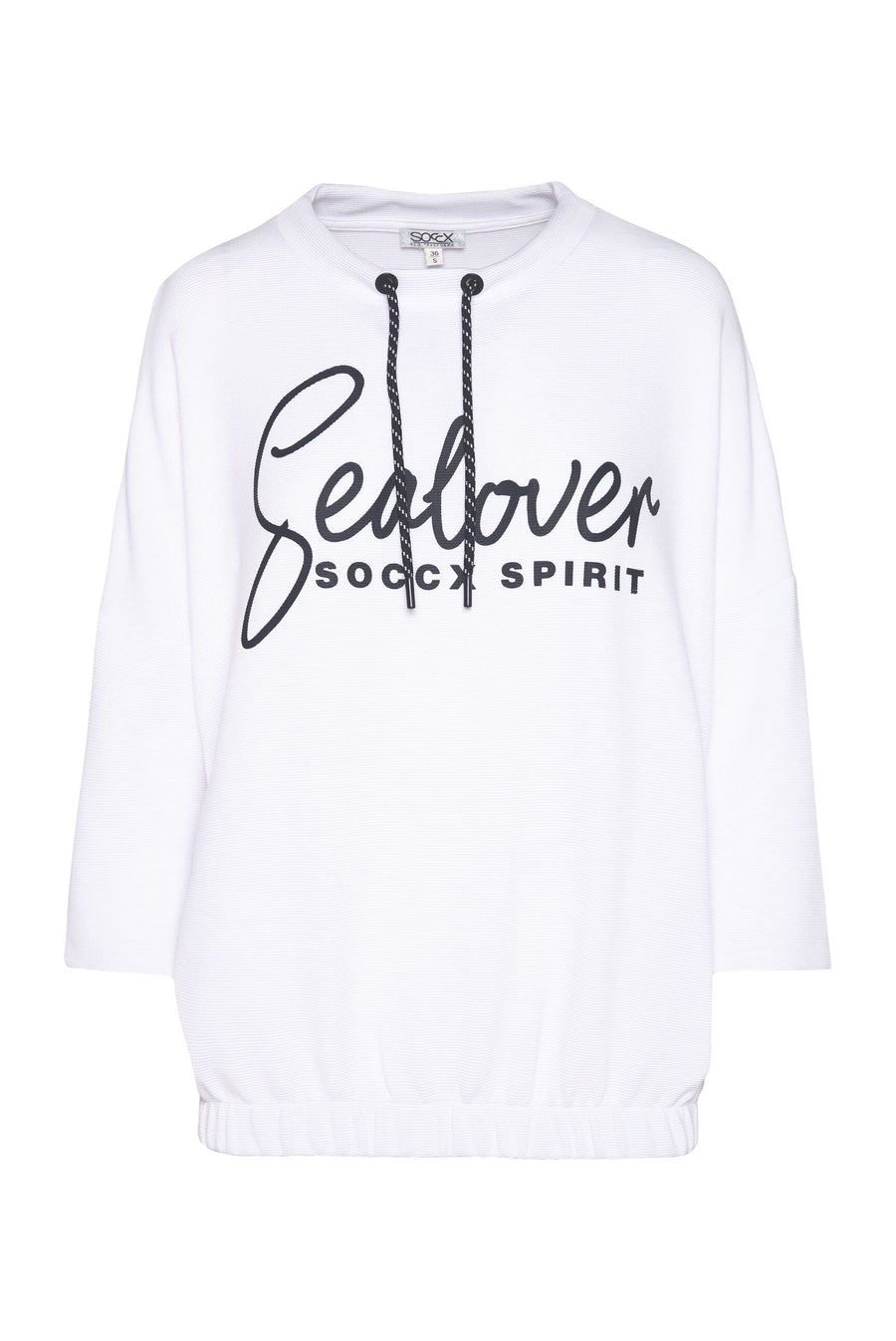 Sweatshirt mit verkürzten Ärmeln und Gummizugsaum opticwhite