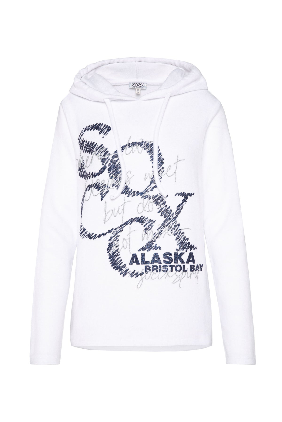 Bluza z kapturem z miękkiej dzianiny z nadrukiem logo z brokatem - 1