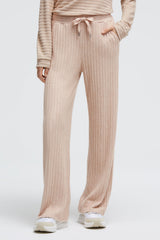Spodnie z dzianiny frotte Wide Leg z prążkowaną strukturą