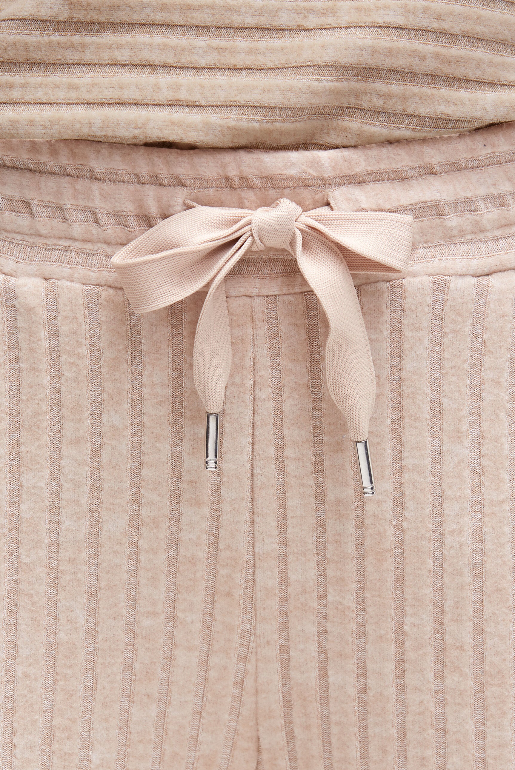 Spodnie z dzianiny frotte Wide Leg z prążkowaną strukturą - 4