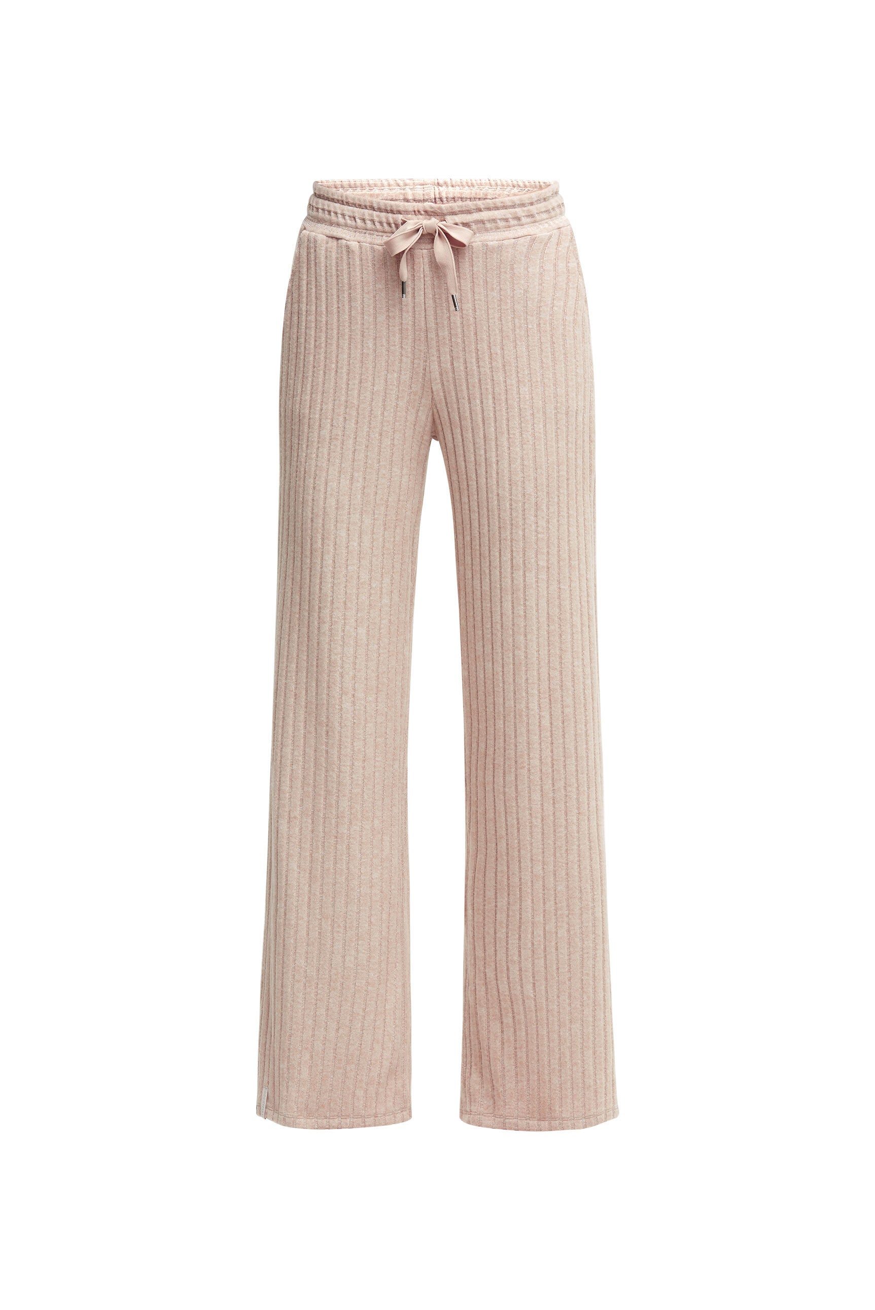 Spodnie z dzianiny frotte Wide Leg z prążkowaną strukturą - 1