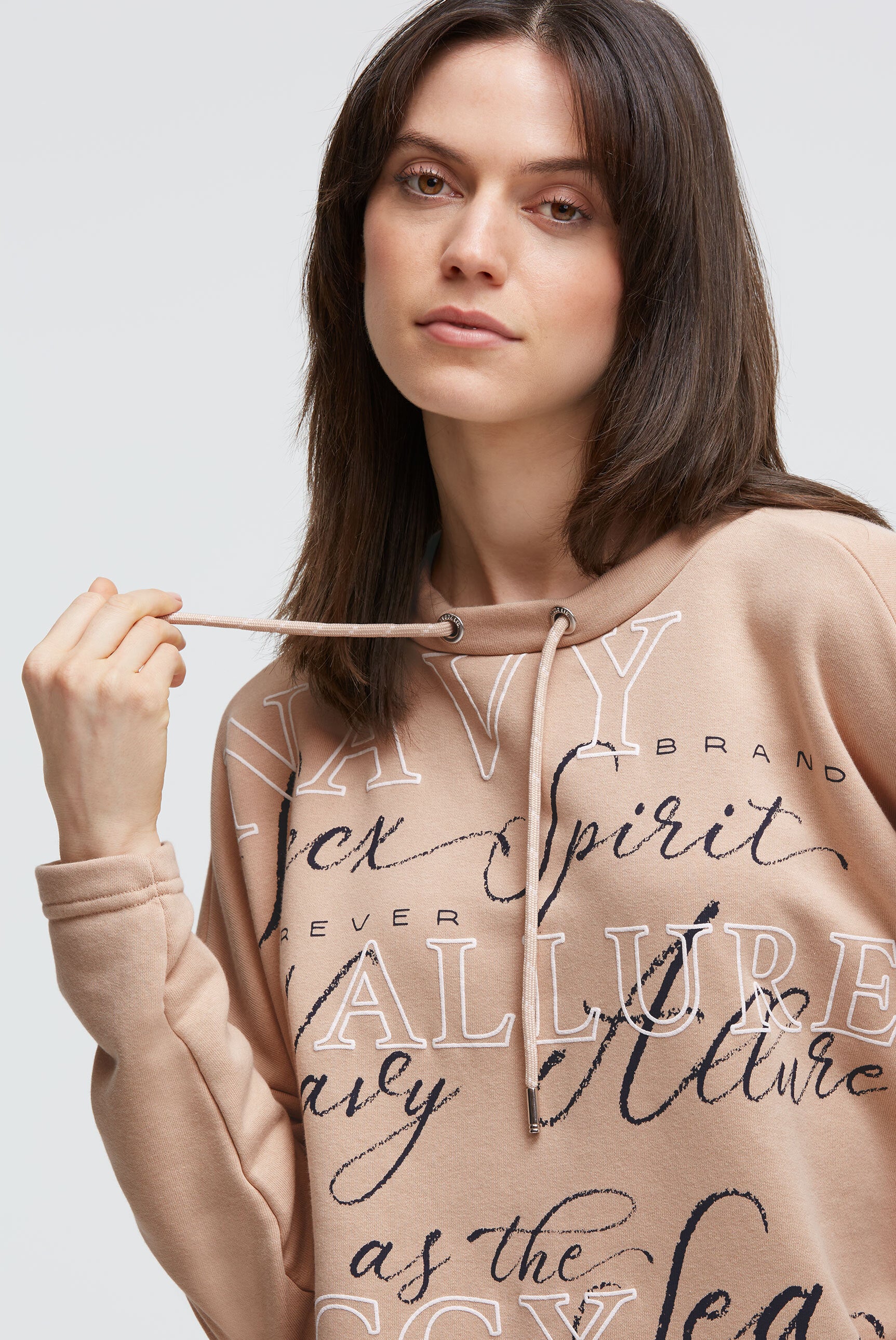 Oversized Sweatshirt mit Wording Print golden sand