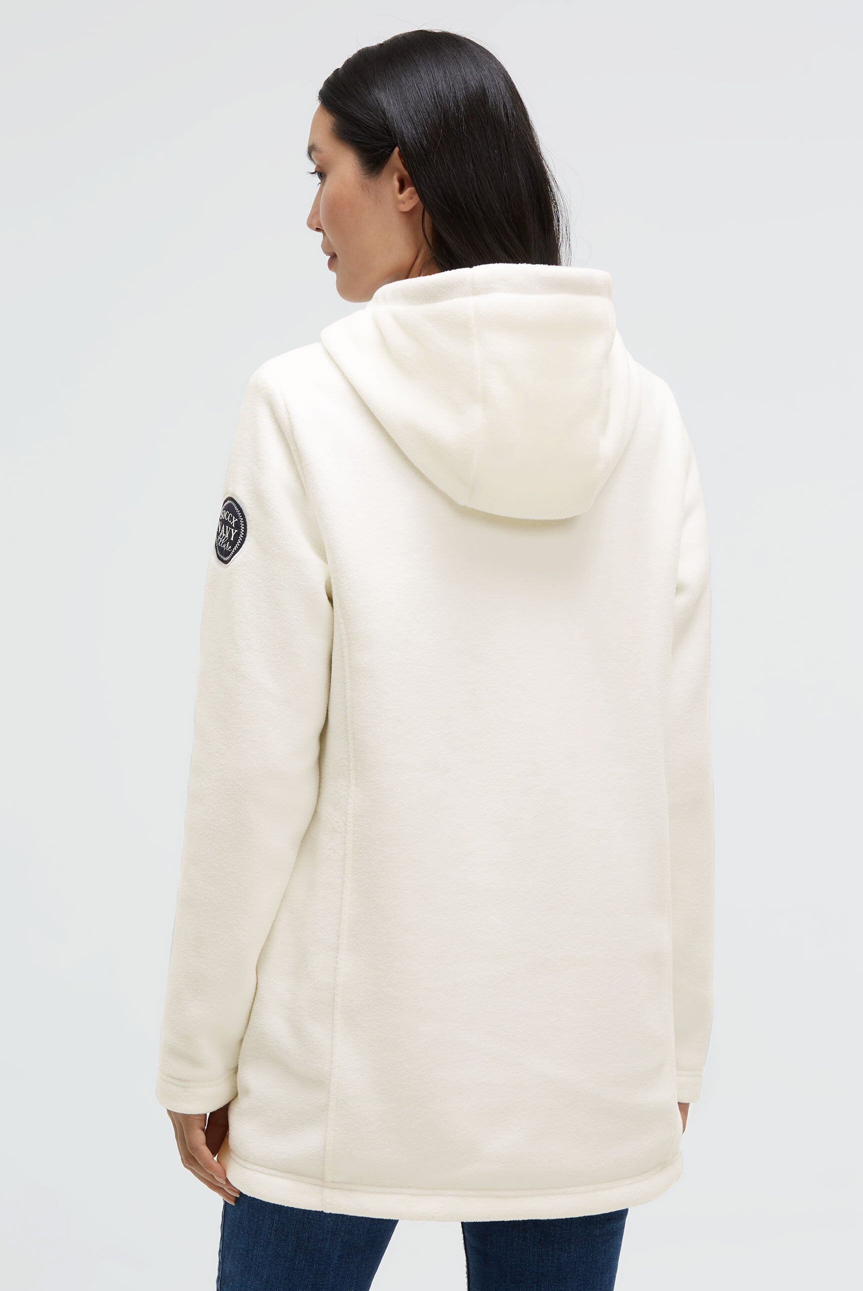 Długa bluza polarowa z kapturem i naszywką z logo - 5