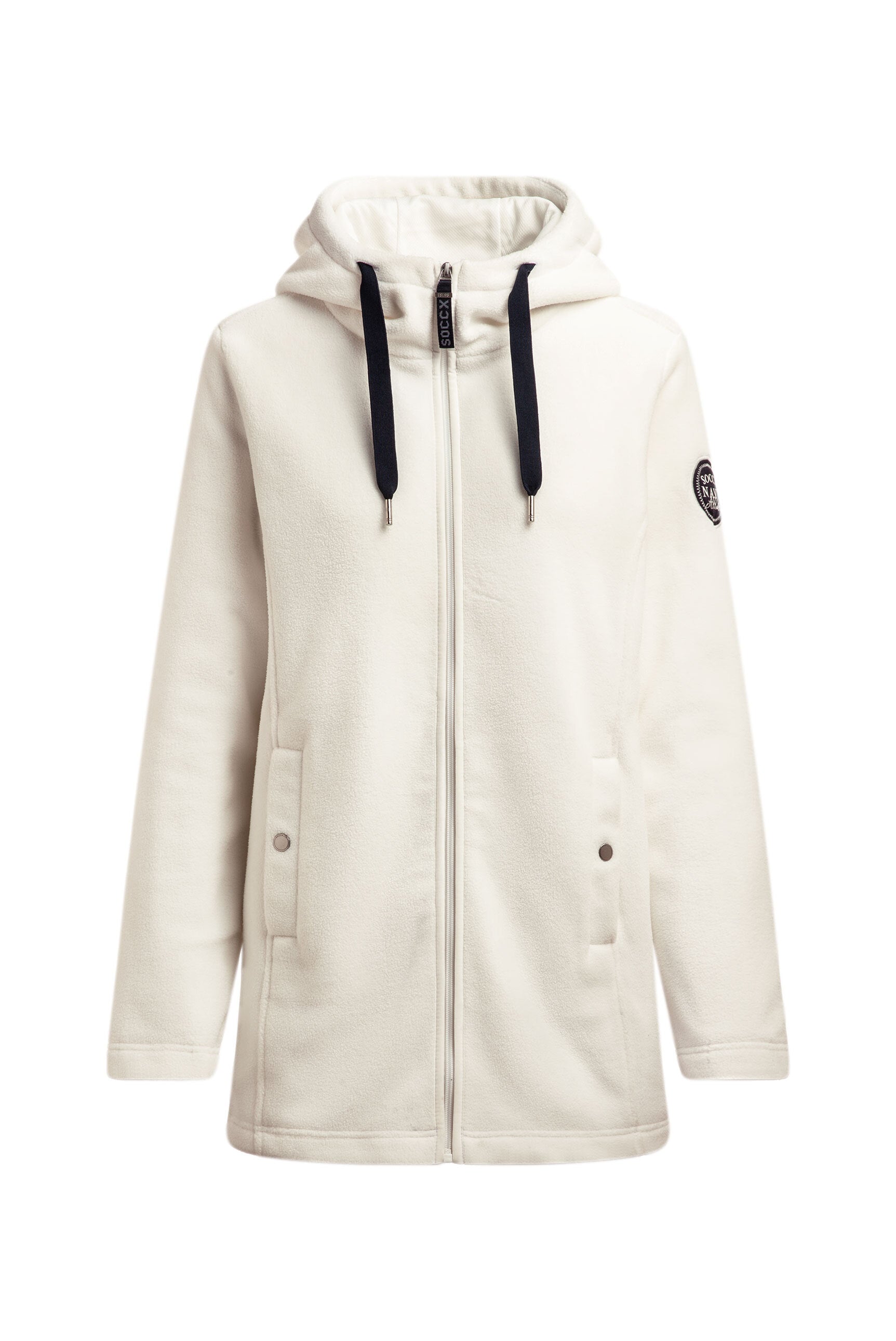 Długa bluza polarowa z kapturem i naszywką z logo - 1