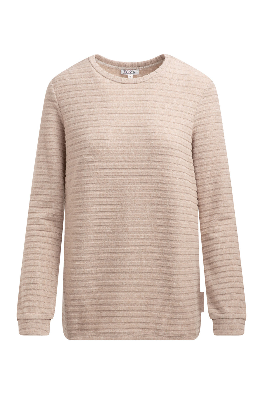 Sweter z dzianiny frotte z prążkowaną strukturą i elastycznym dołem