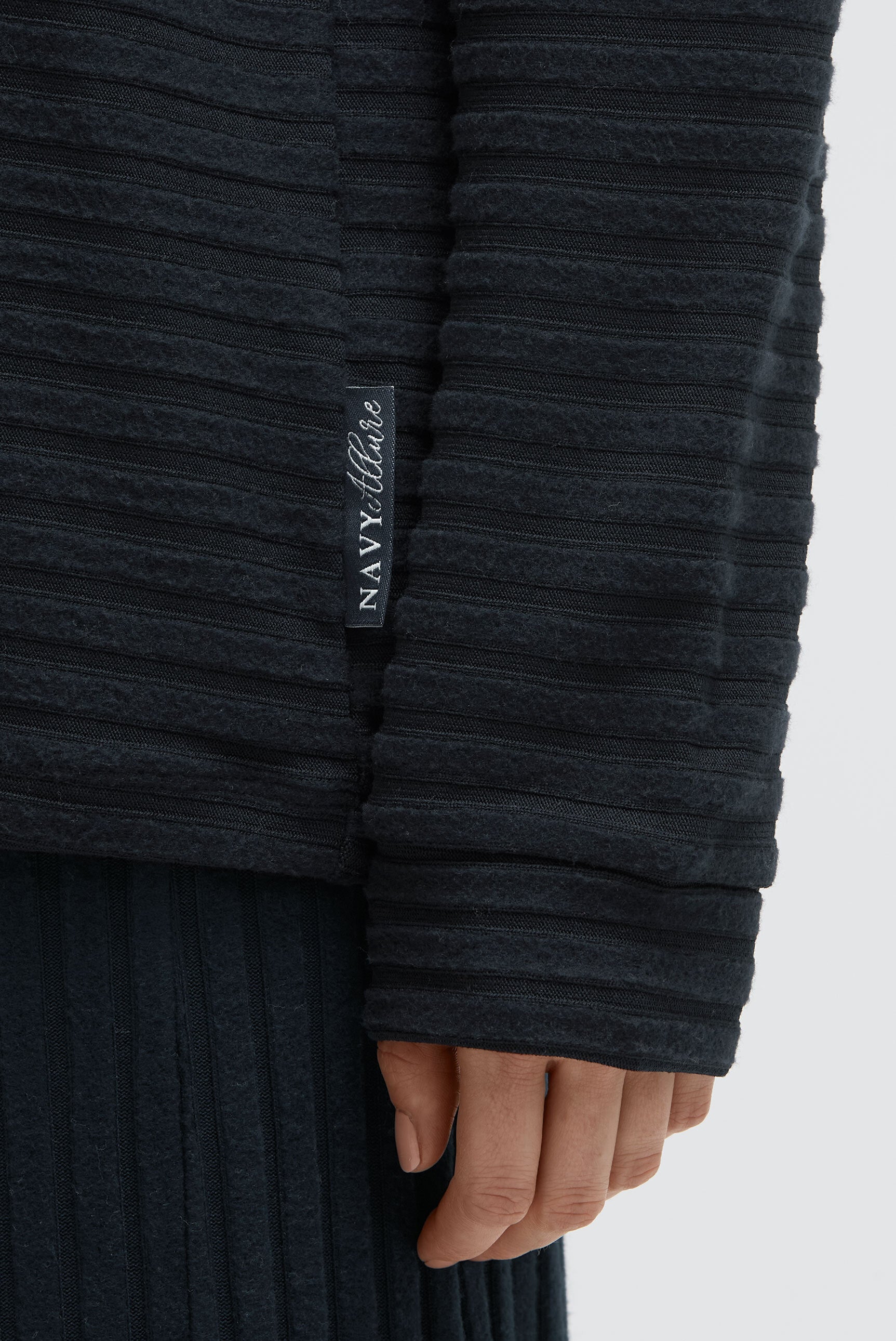 Sweter z dzianiny frotte z prążkowaną strukturą i elastycznym dołem - 6