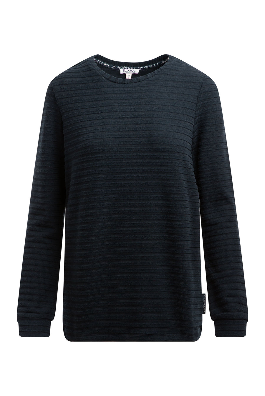 Sweter z dzianiny frotte z prążkowaną strukturą i elastycznym dołem