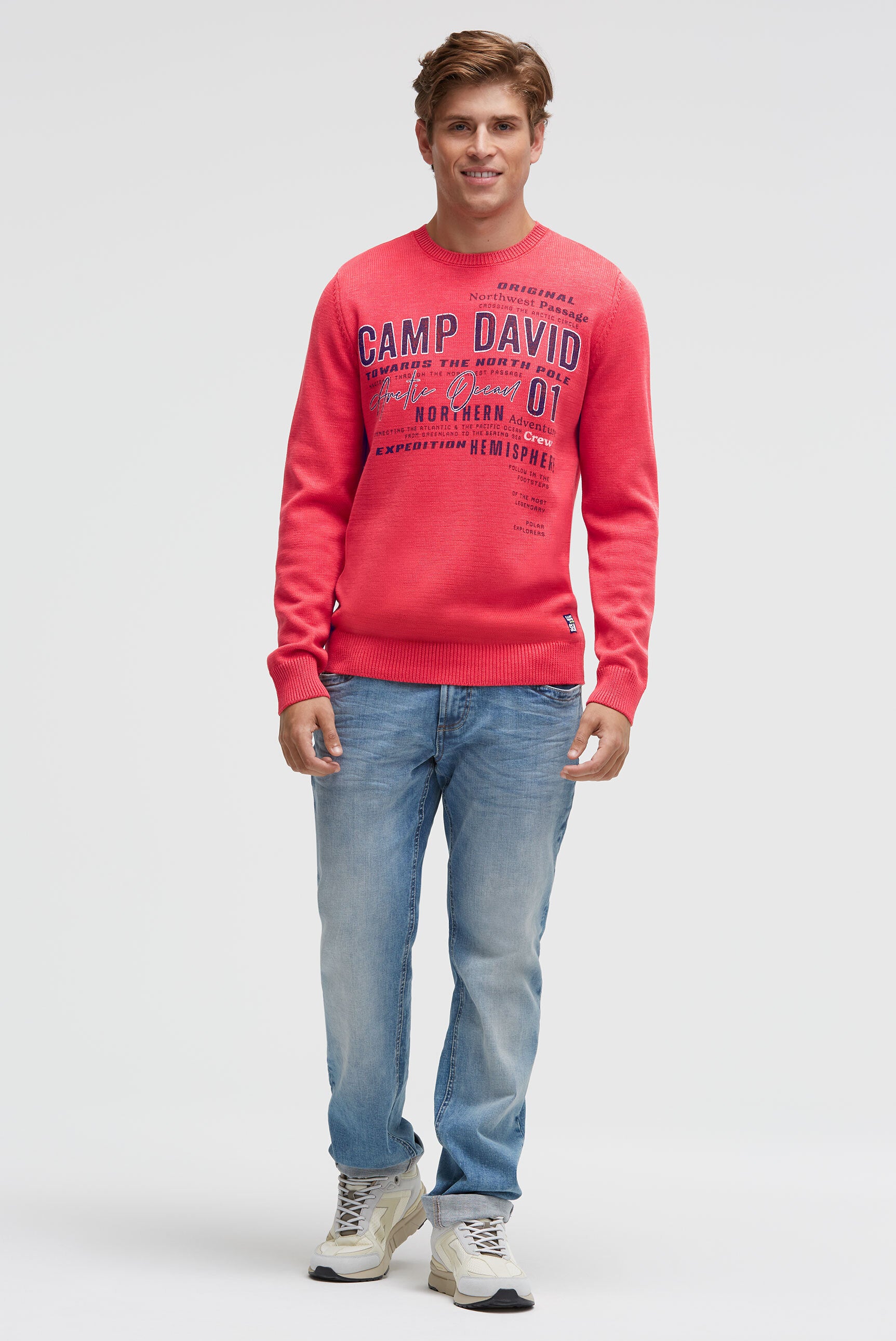 Sweter z okrągłym dekoltem i nadrukami logo - 3