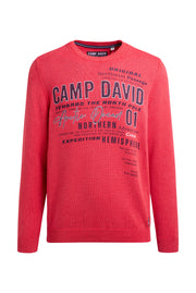 Sweter z okrągłym dekoltem i nadrukami logo