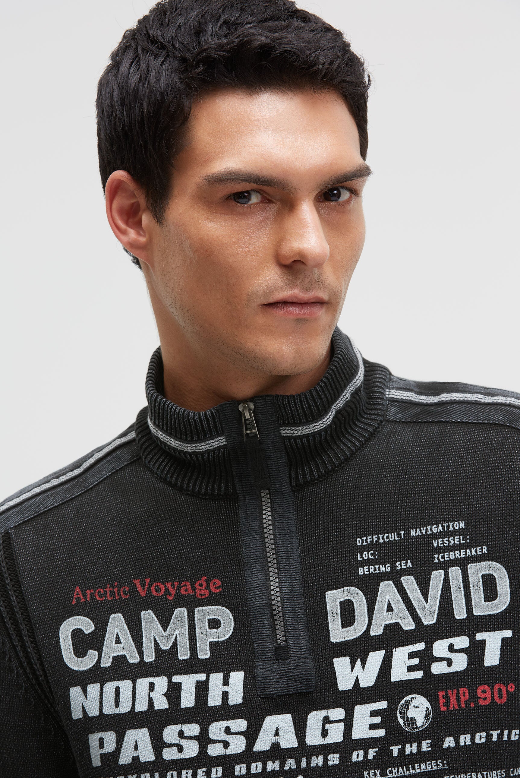 Sweter troyer z zamkiem, taśmami i nadrukami - 4