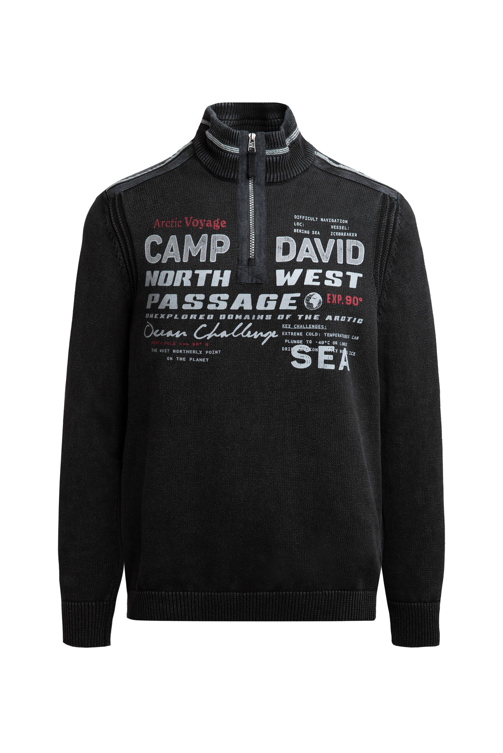 Sweter troyer z zamkiem, taśmami i nadrukami