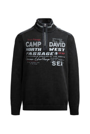 Sweter troyer z zamkiem, taśmami i nadrukami