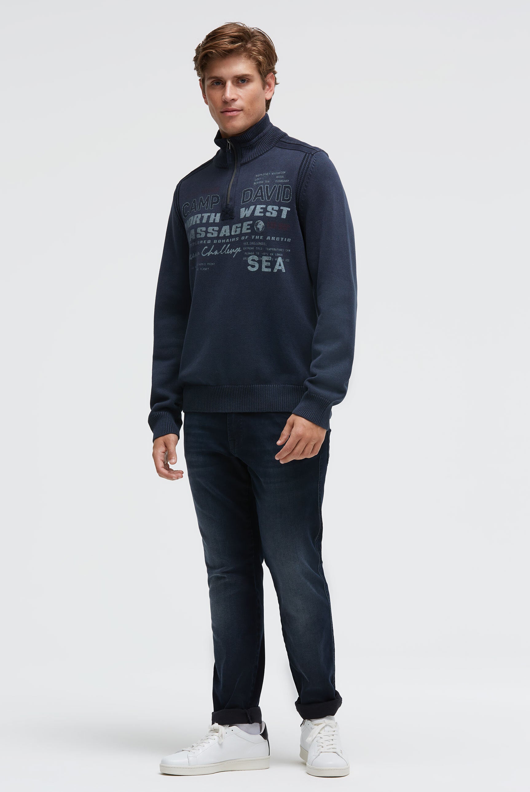 Sweter troyer z zamkiem, taśmami i nadrukami - 3