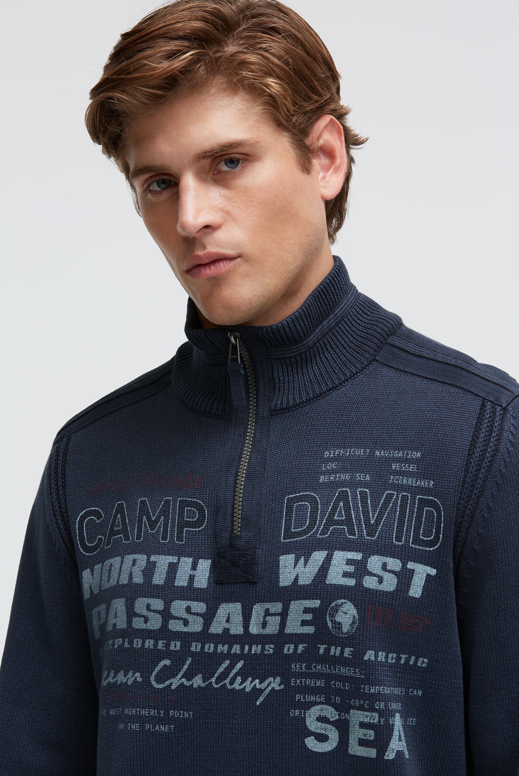 Sweter troyer z zamkiem, taśmami i nadrukami - 4