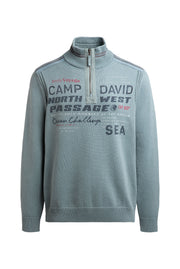 Sweter troyer z zamkiem, taśmami i nadrukami