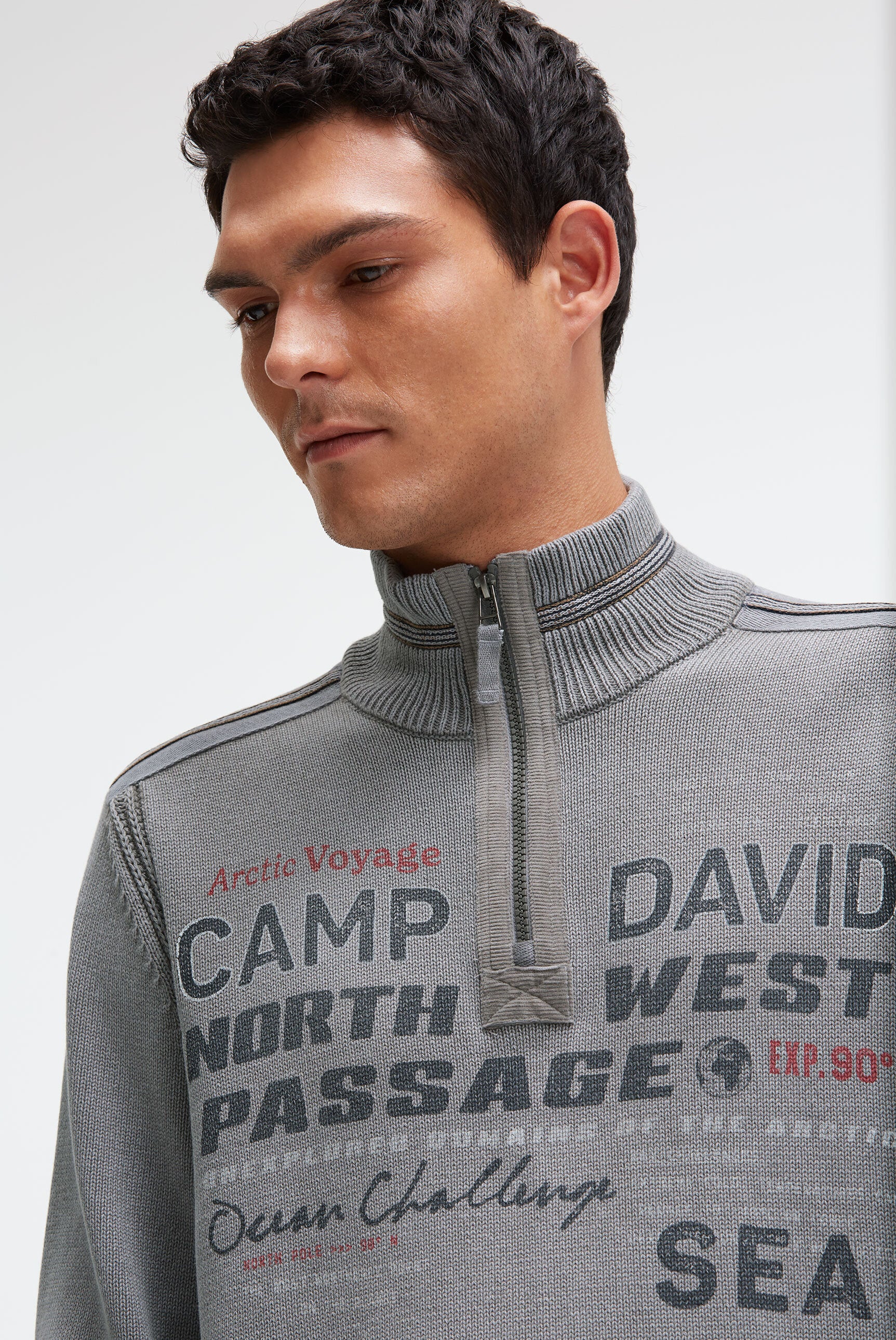 Sweter troyer z zamkiem, taśmami i nadrukami - 4