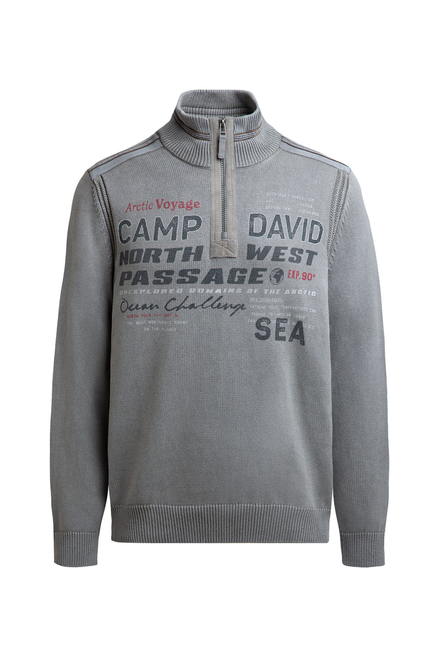 Troyer-Pullover mit Zipper, Tapes und Prints dark stone