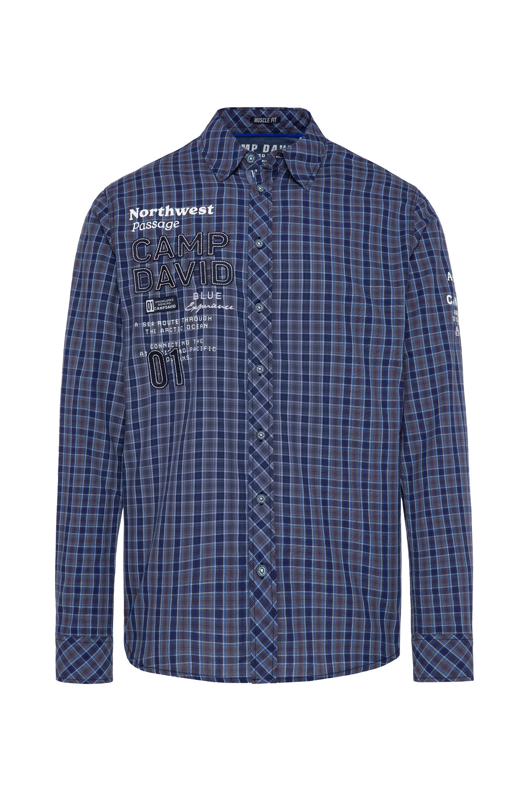 Koszula w kratę z aplikacjami z logo