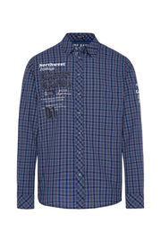 Koszula w kratę z aplikacjami z logo