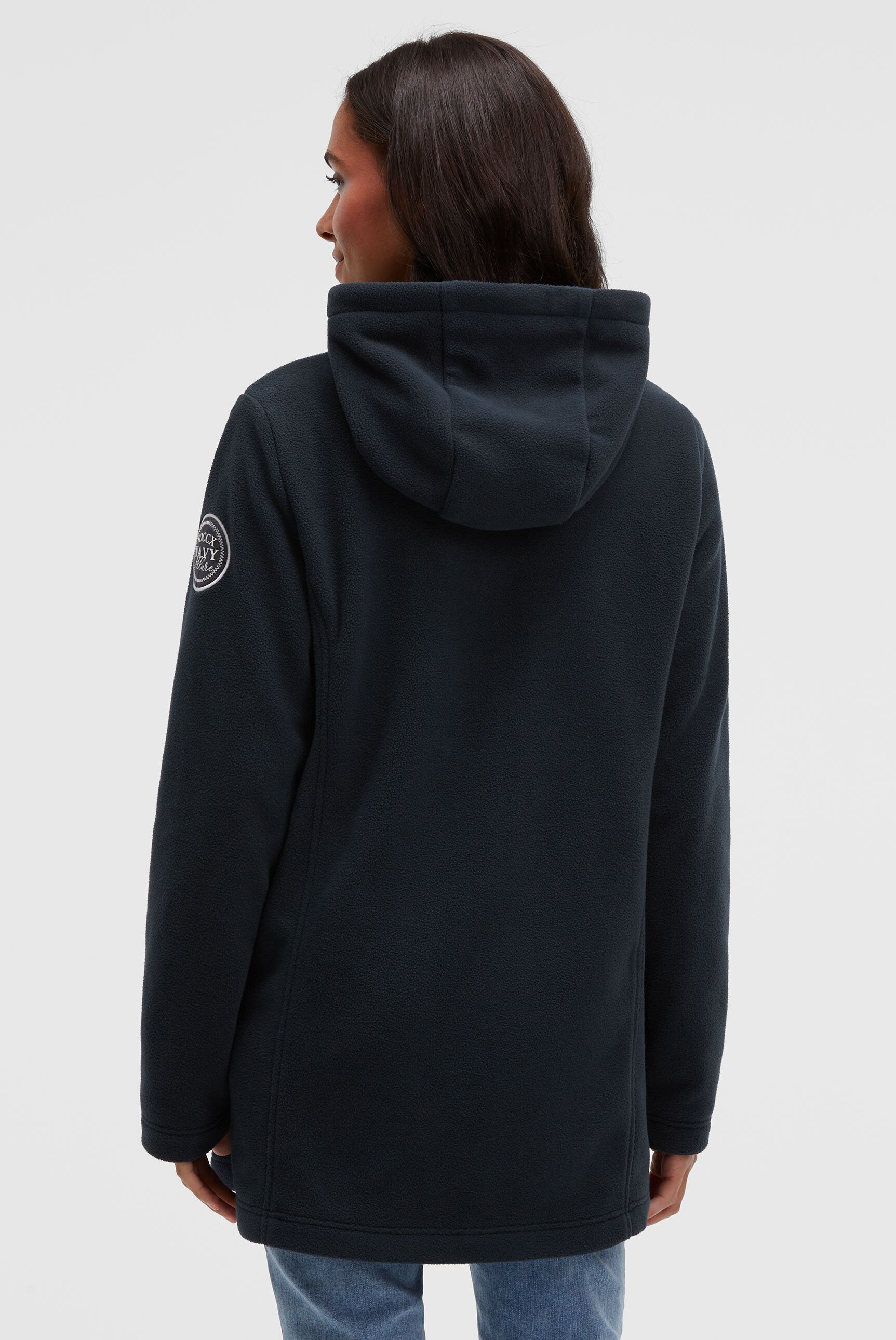 Długa bluza polarowa z kapturem i naszywką z logo - 5