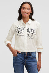 Bluzka z długim rękawem z nadrukiem flock z logo