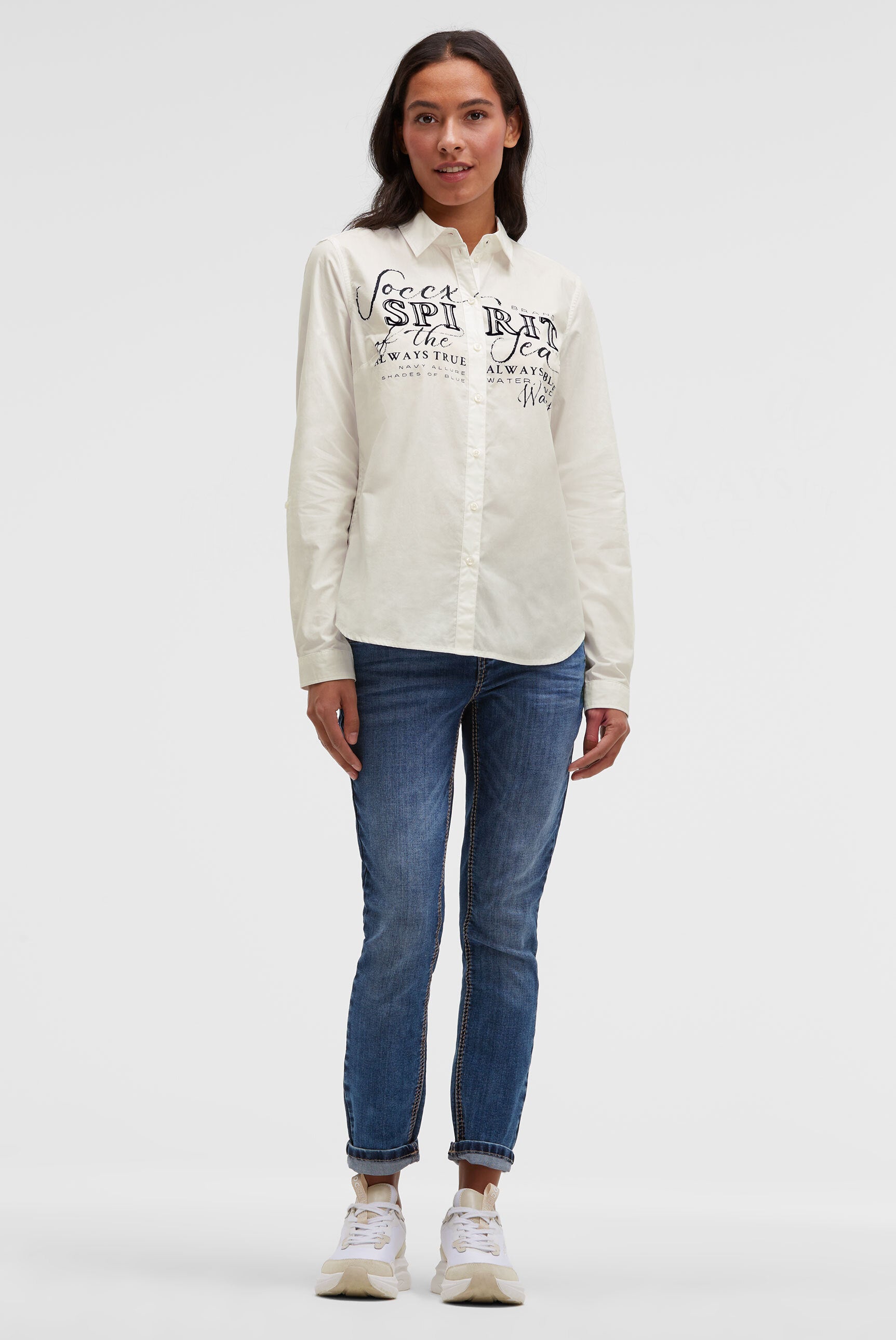 Bluzka z długim rękawem z nadrukiem flock z logo - 3