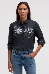 Bluzka z długim rękawem z nadrukiem flock z logo