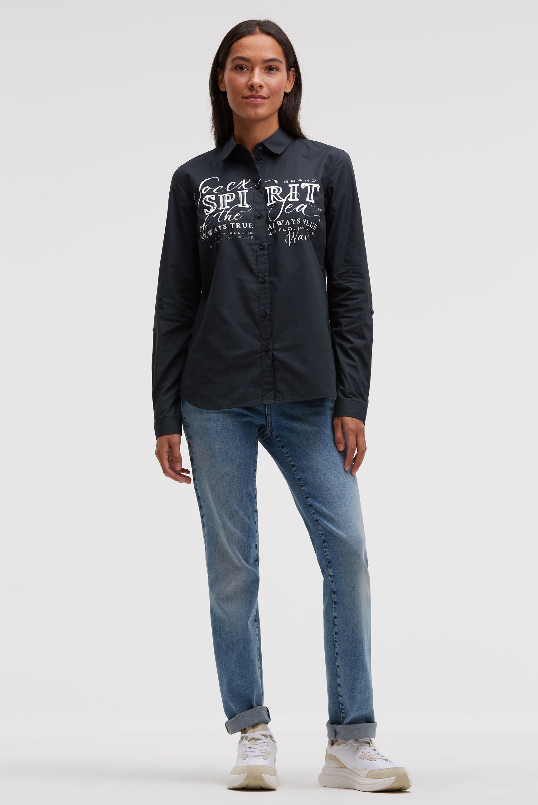 Bluzka z długim rękawem z nadrukiem flock z logo - 3