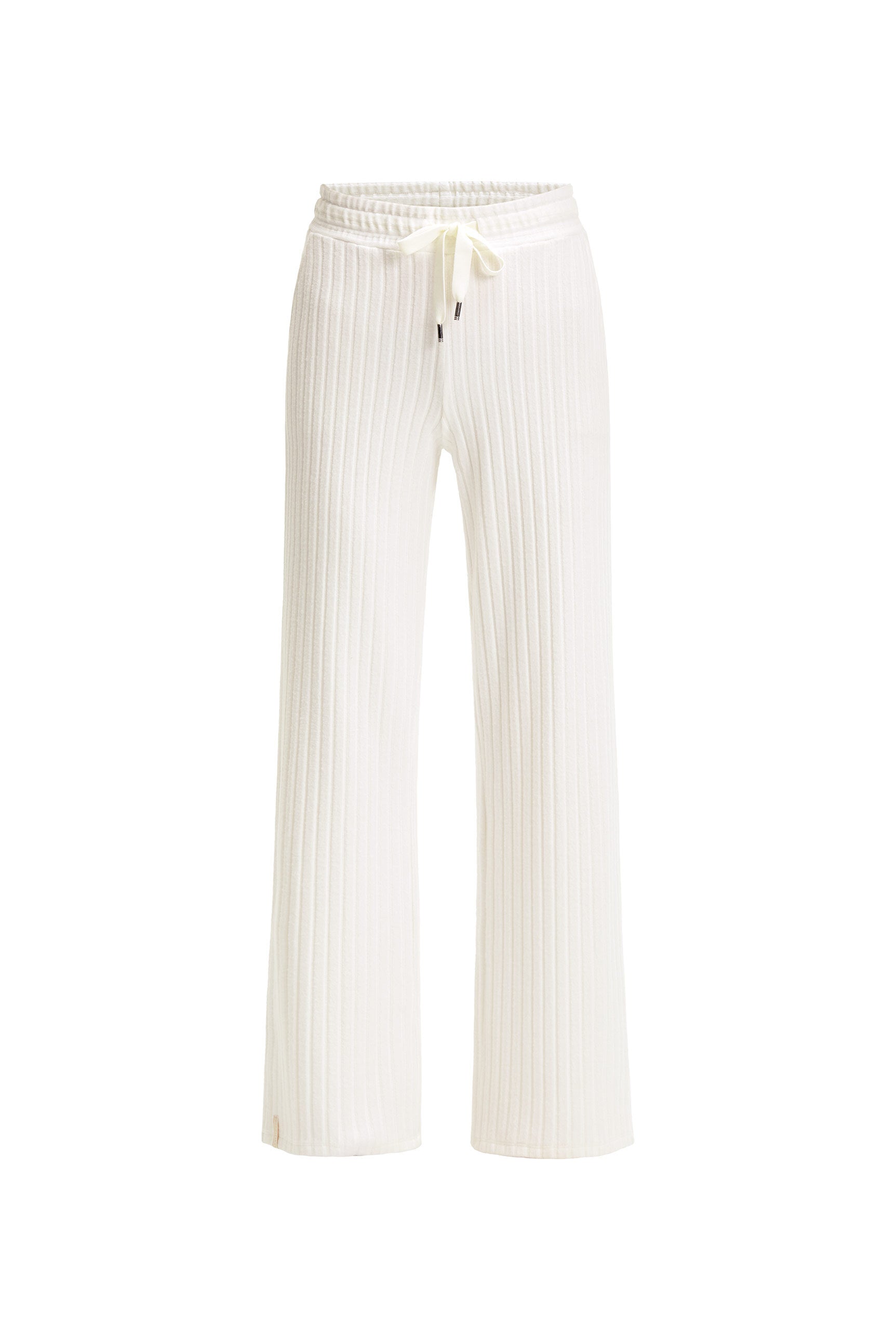 Spodnie z dzianiny frotte Wide Leg z prążkowaną strukturą - 1