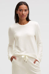 Sweter z dzianiny frotte z prążkowaną strukturą i elastycznym dołem