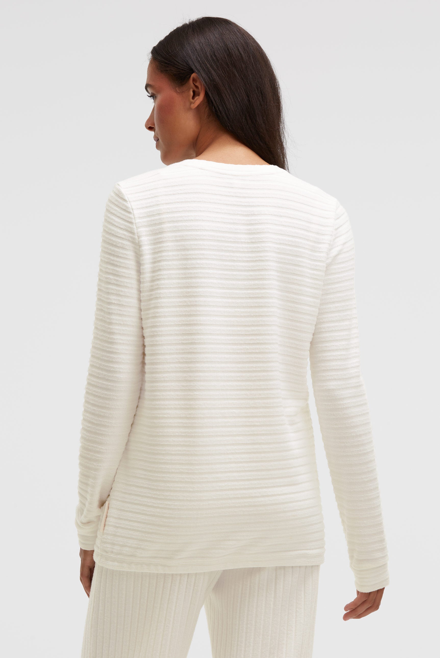 Sweter z dzianiny frotte z prążkowaną strukturą i elastycznym dołem - 5