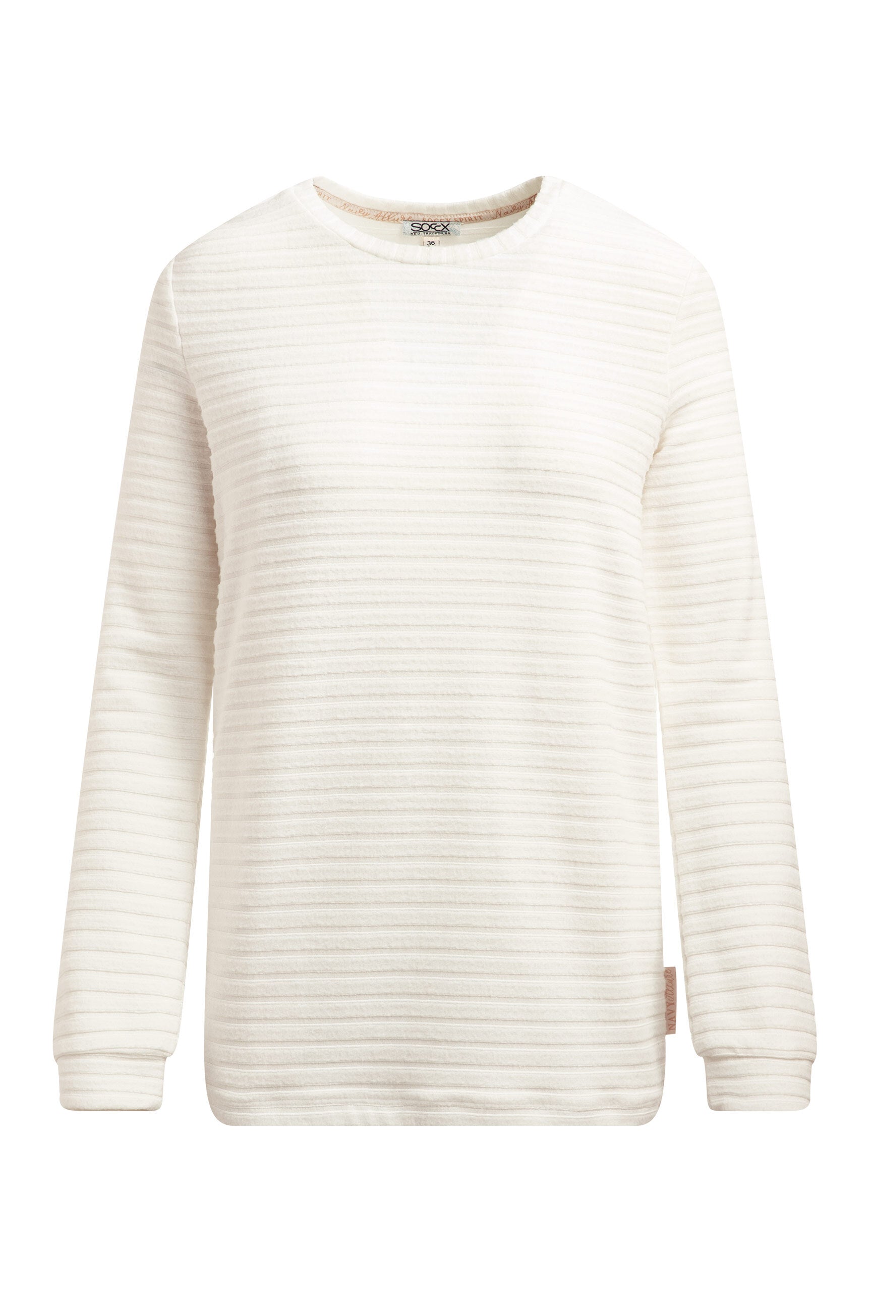 Sweter z dzianiny frotte z prążkowaną strukturą i elastycznym dołem