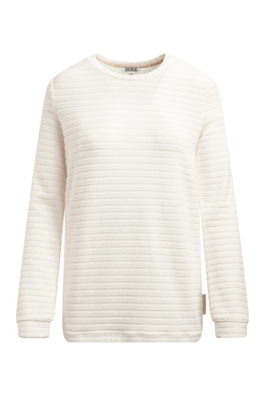 Sweter z dzianiny frotte z prążkowaną strukturą i elastycznym dołem
