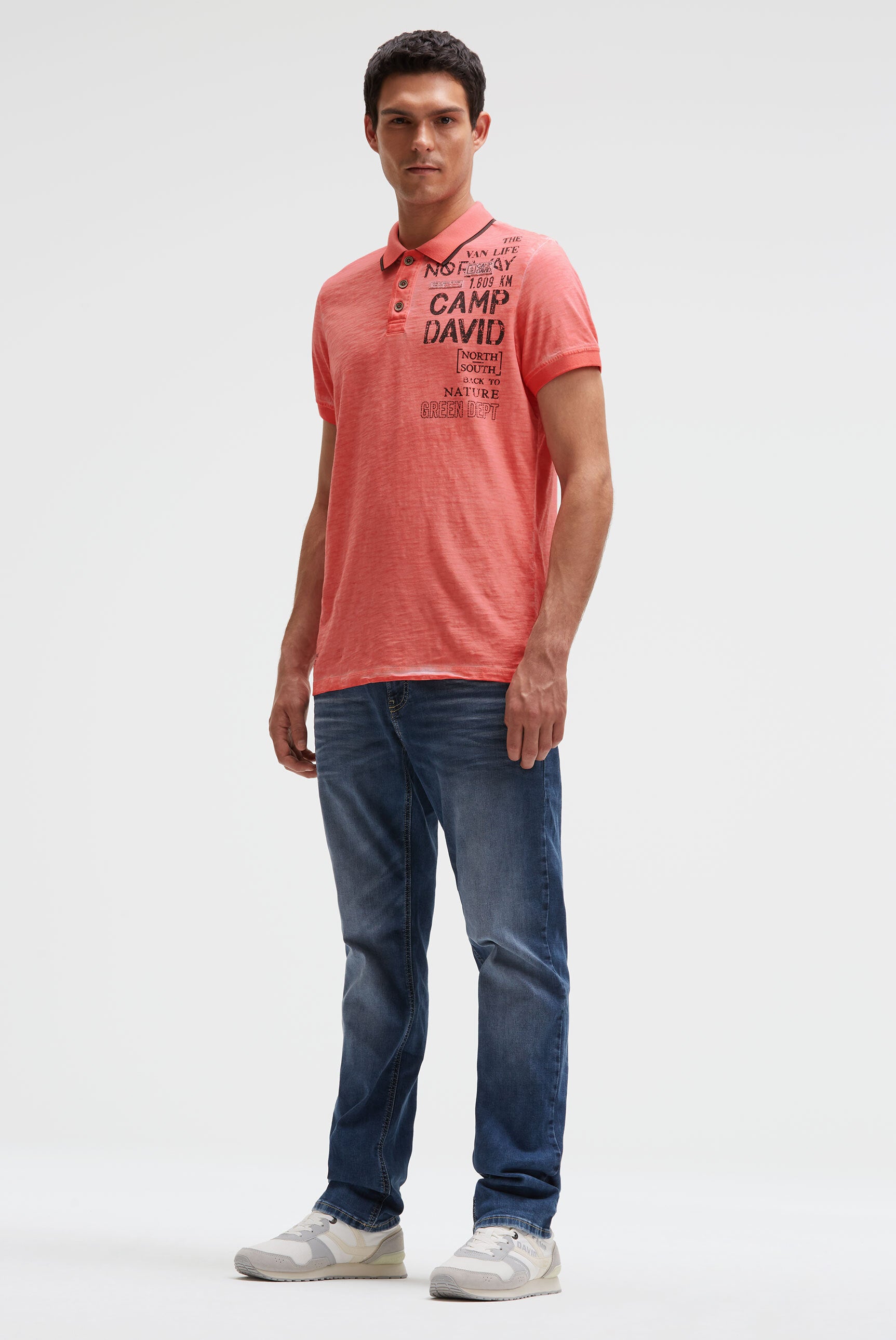 Koszulka polo z nadrukami w stylu vintage - 4