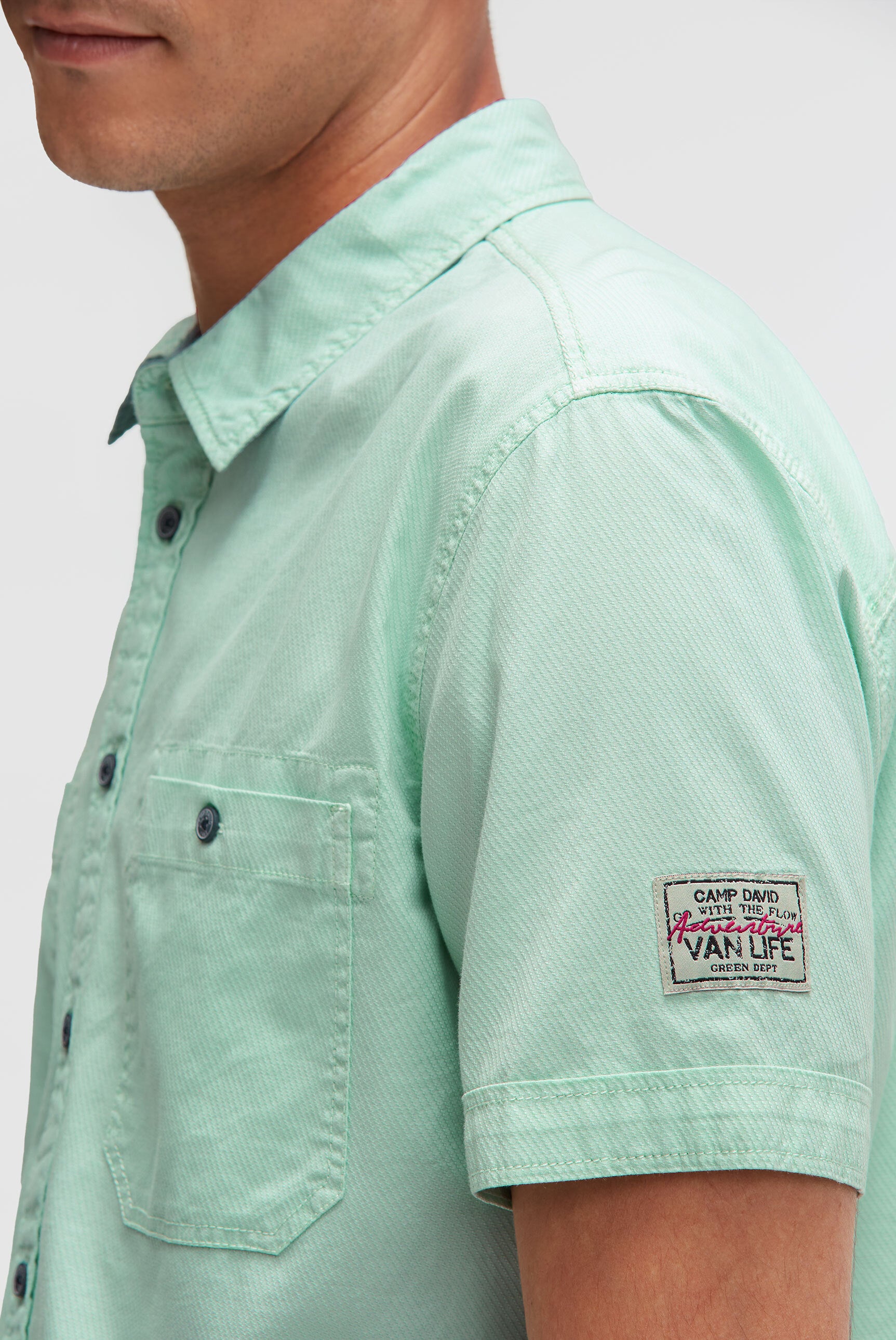 Koszula z krótkim rękawem o ukośnej strukturze dobby - 6