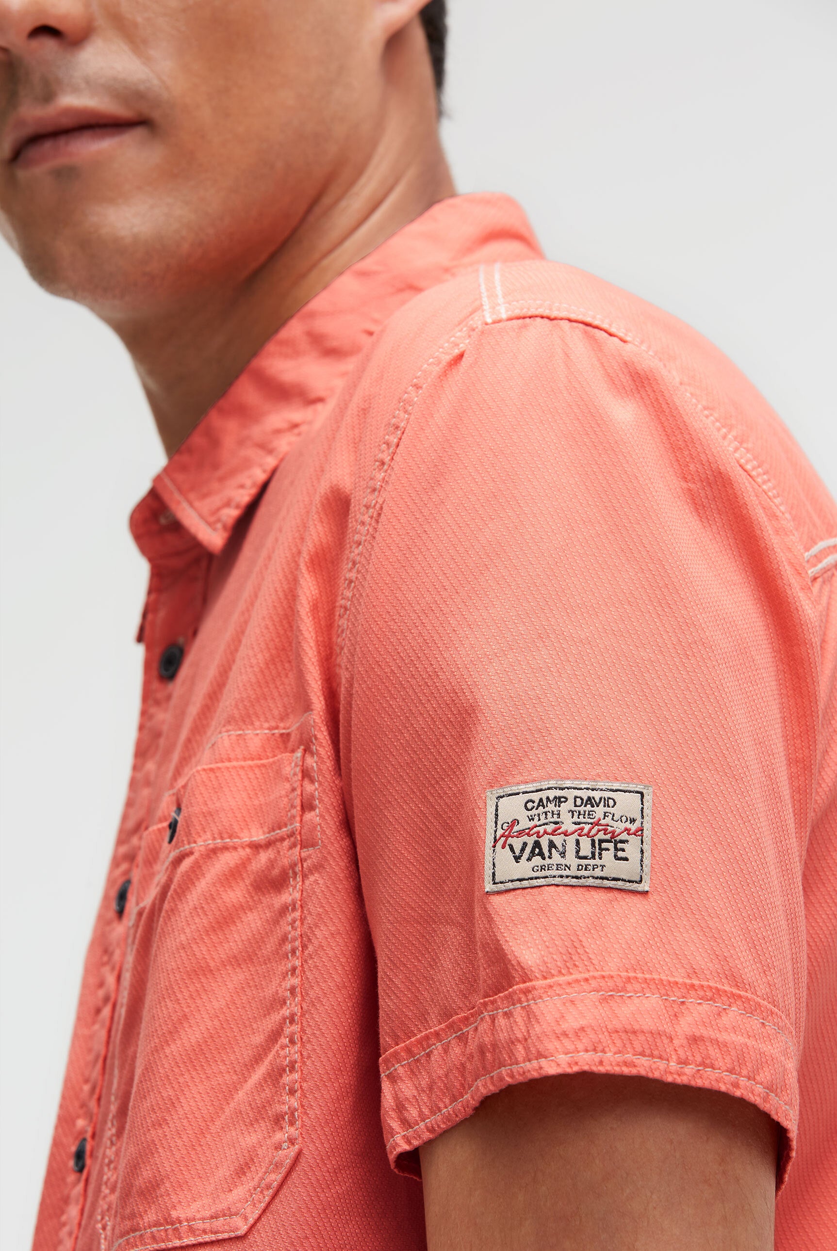 Koszula z krótkim rękawem o ukośnej strukturze dobby - 6