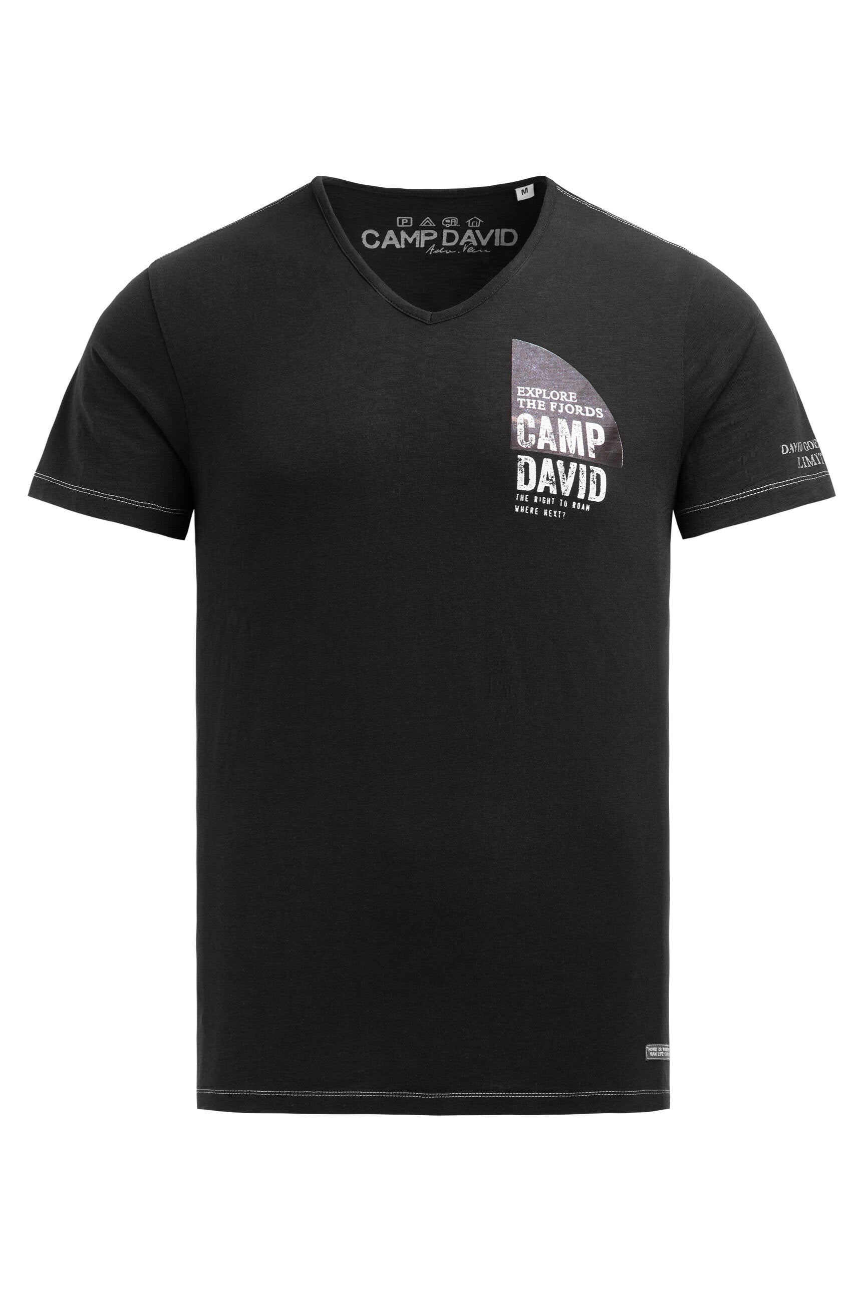 Koszulka z dekoltem w serek i fotonadrukiem z tyłu - 1