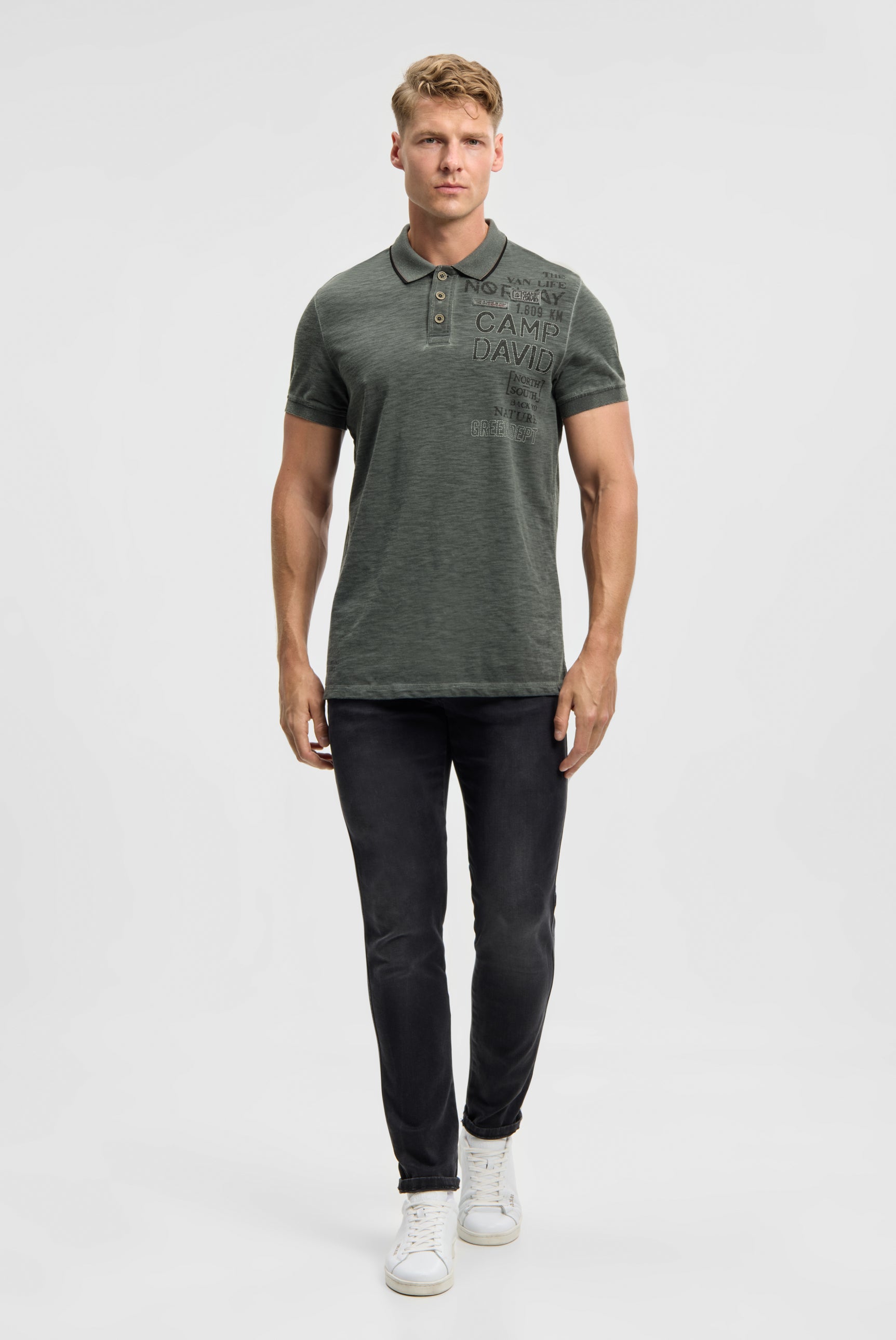 Koszulka polo z nadrukami w stylu vintage - 3