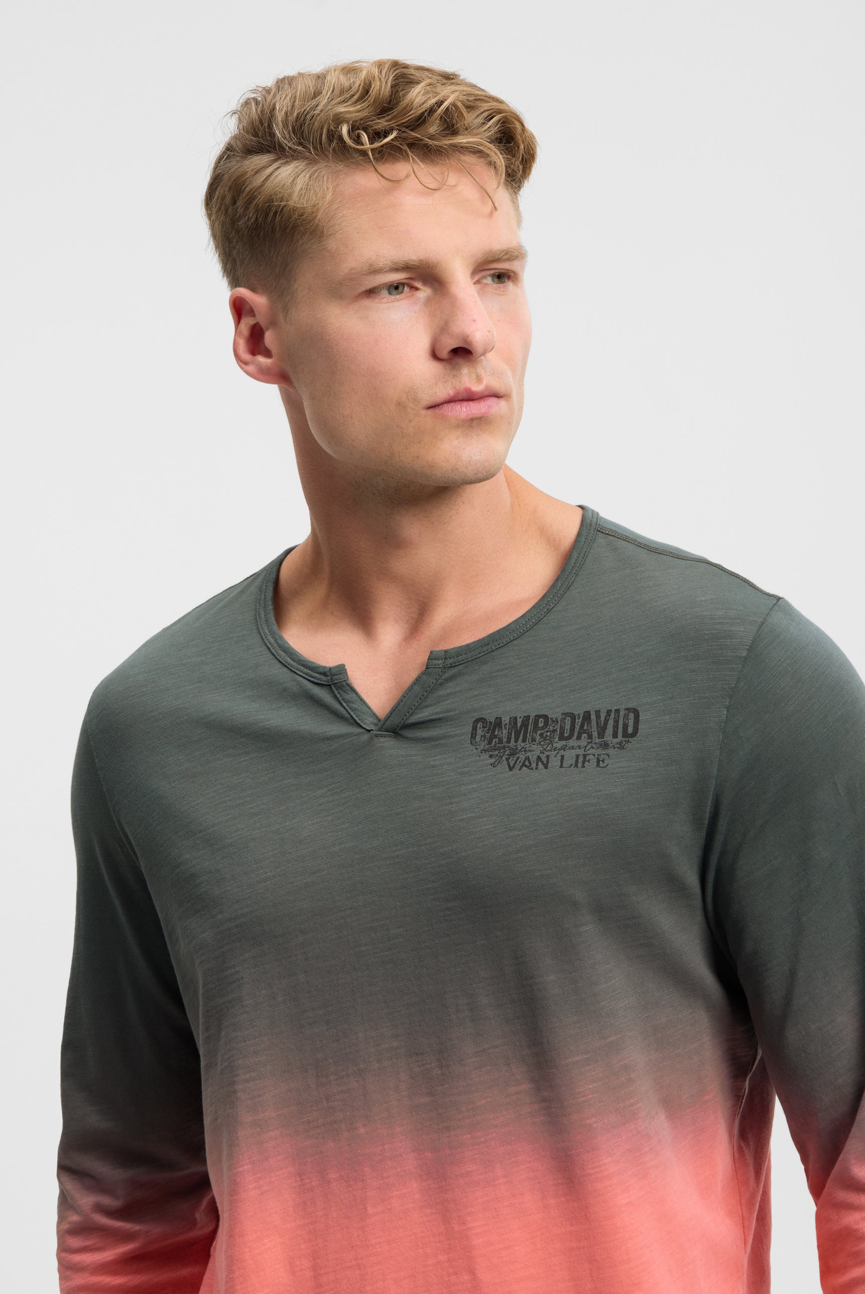 Koszulka z długim rękawem z efektem barwienia dip dye i nadrukiem z tyłu