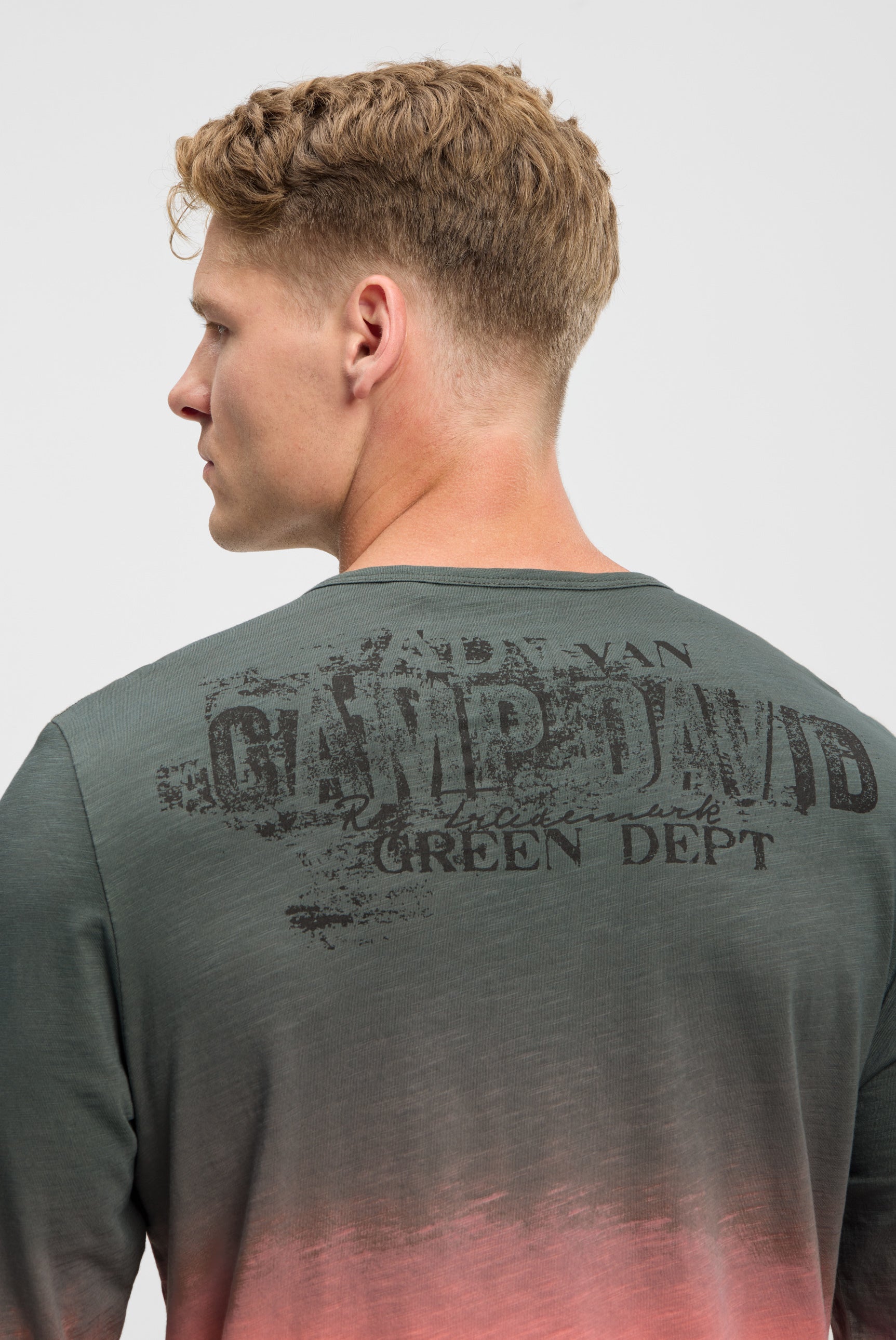 Koszulka z długim rękawem z efektem barwienia dip dye i nadrukiem z tyłu