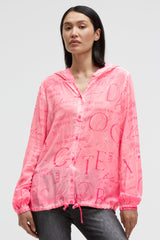 Bluzka z długim rękawem, kapturem i nadrukiem na całej powierzchni