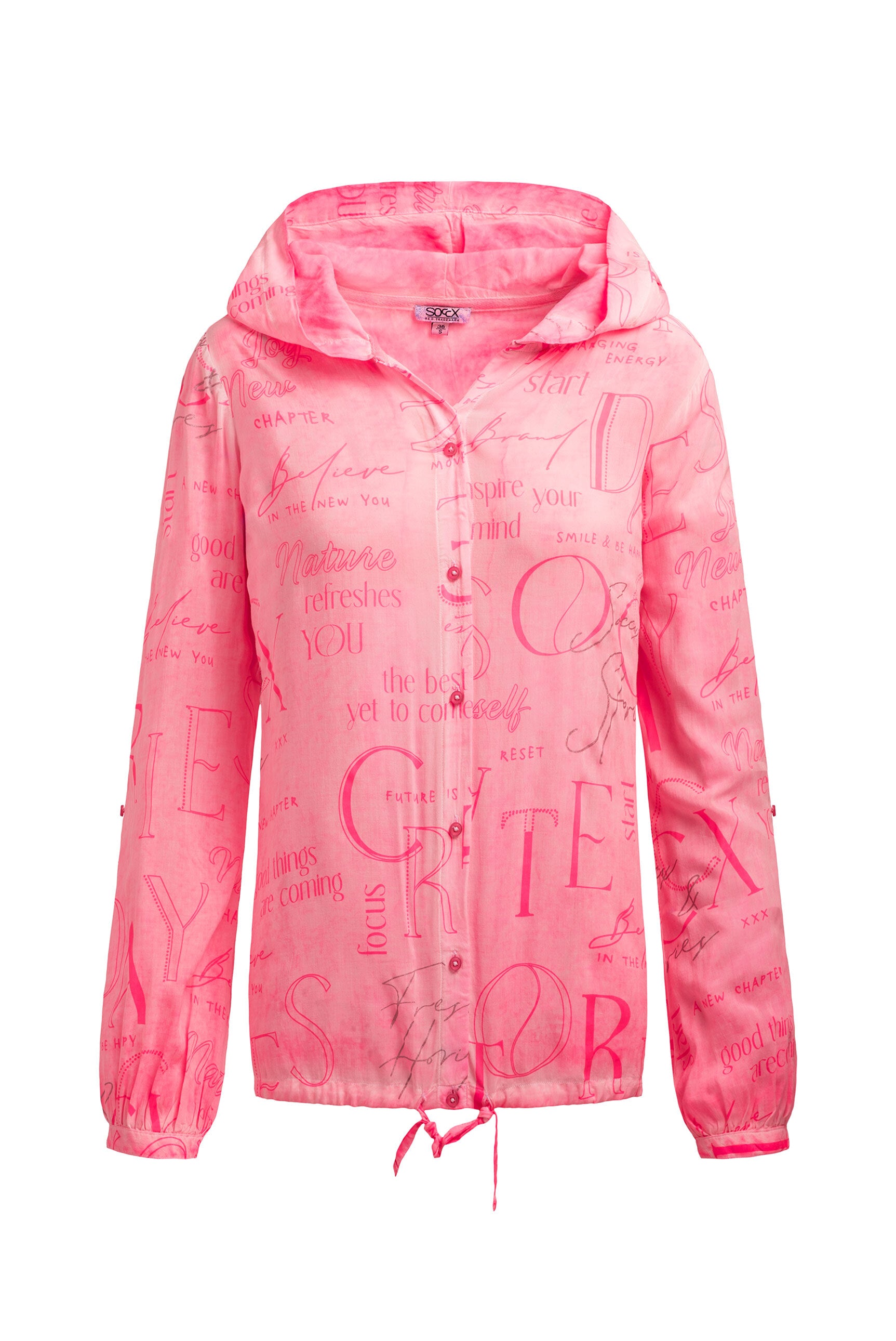 Bluzka z długim rękawem, kapturem i nadrukiem na całej powierzchni - 1